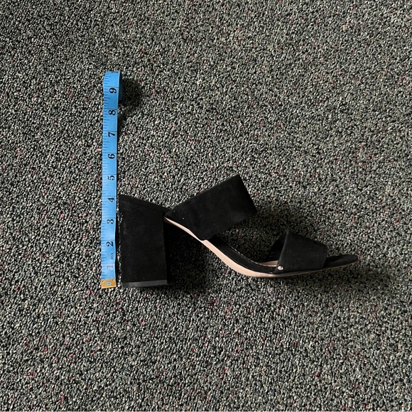 SAM EDELMAN Suede Black Two Strap Sandal Mule Slip-On Block Heeled Shoes Sz 9 - Picture 4 of 16